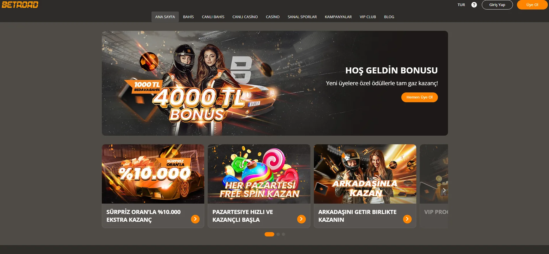 Screenshot of Betroad's welcome bonus offer