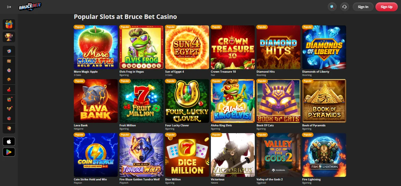 Screenshot of Bruce's games lobby