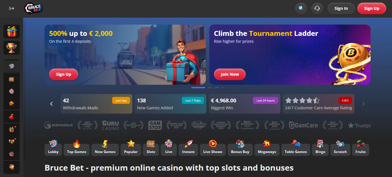 Screenshot of Bruce's homepage