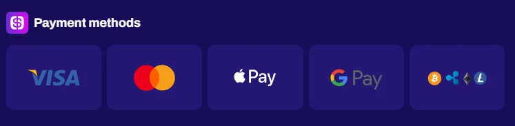Screenshot of CandySpinz Casino's cashier and payment methods