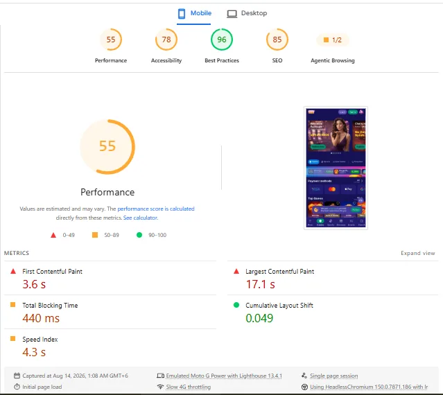 Screenshot of CandySpinz Casino's mobile site