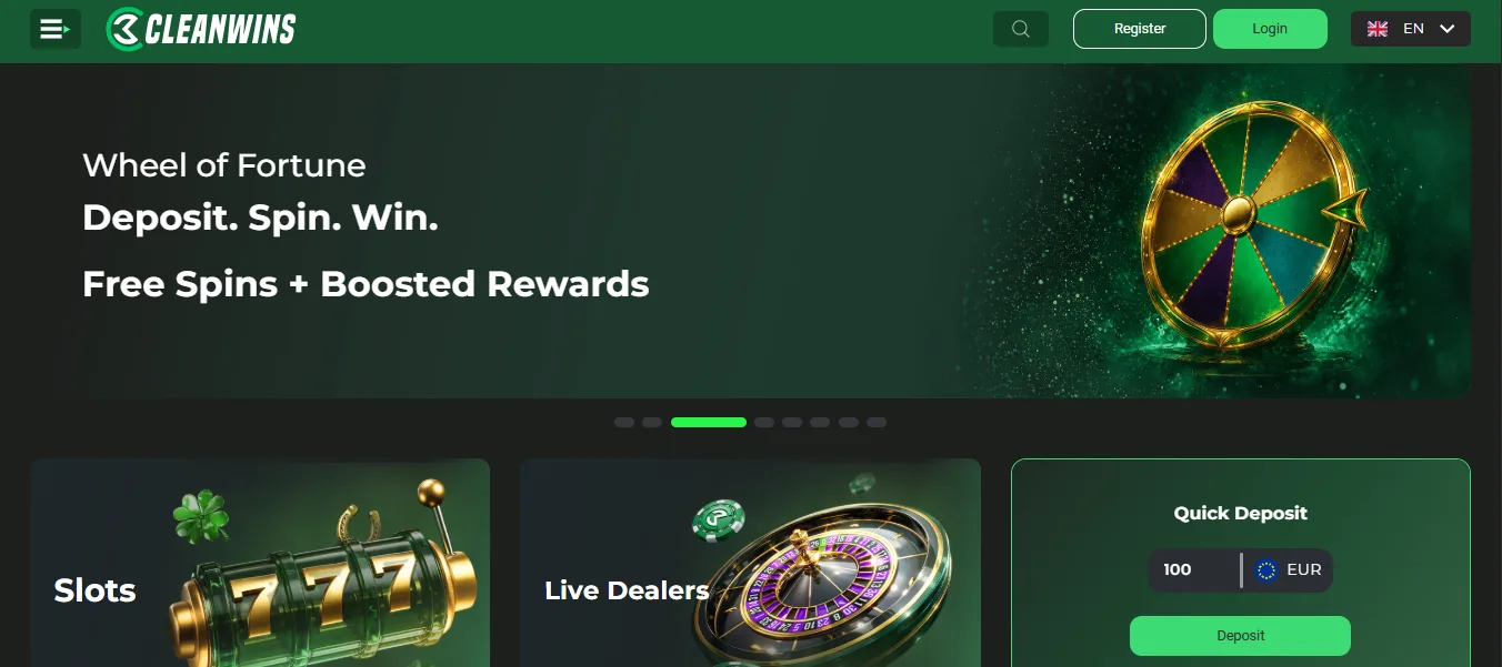 Screenshot of Cleanwins's homepage