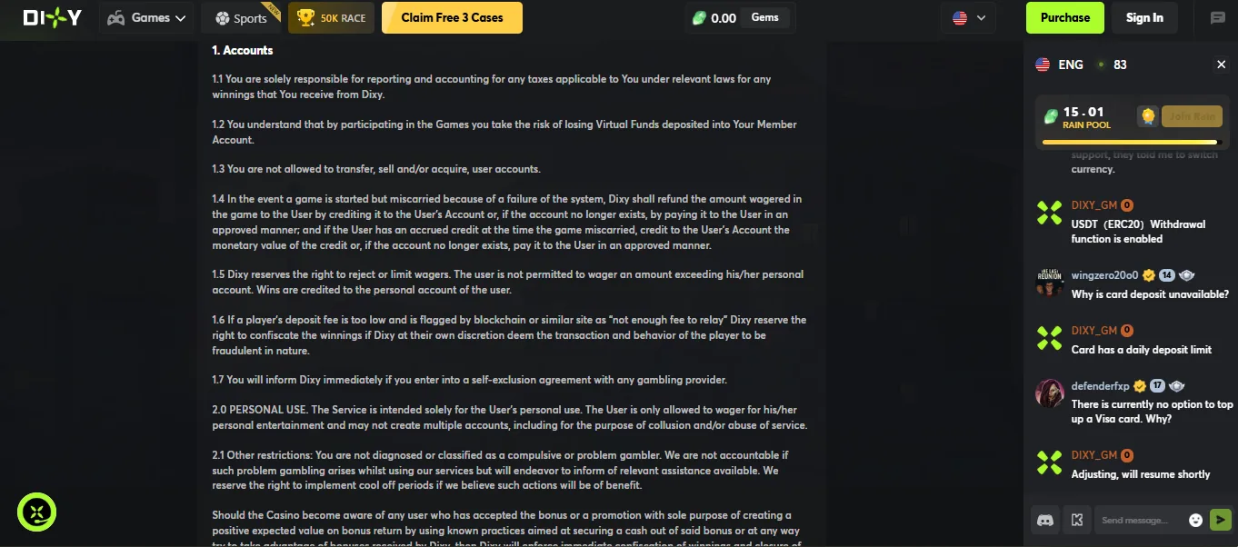 Screenshot of Dixy's cashier and payment methods