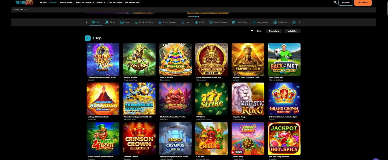 Screenshot of FestivalPlay's gale lobby