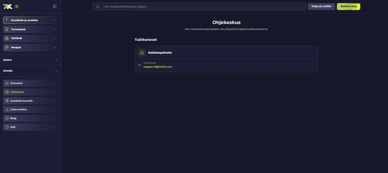 Screenshot of 7K's live chat support window