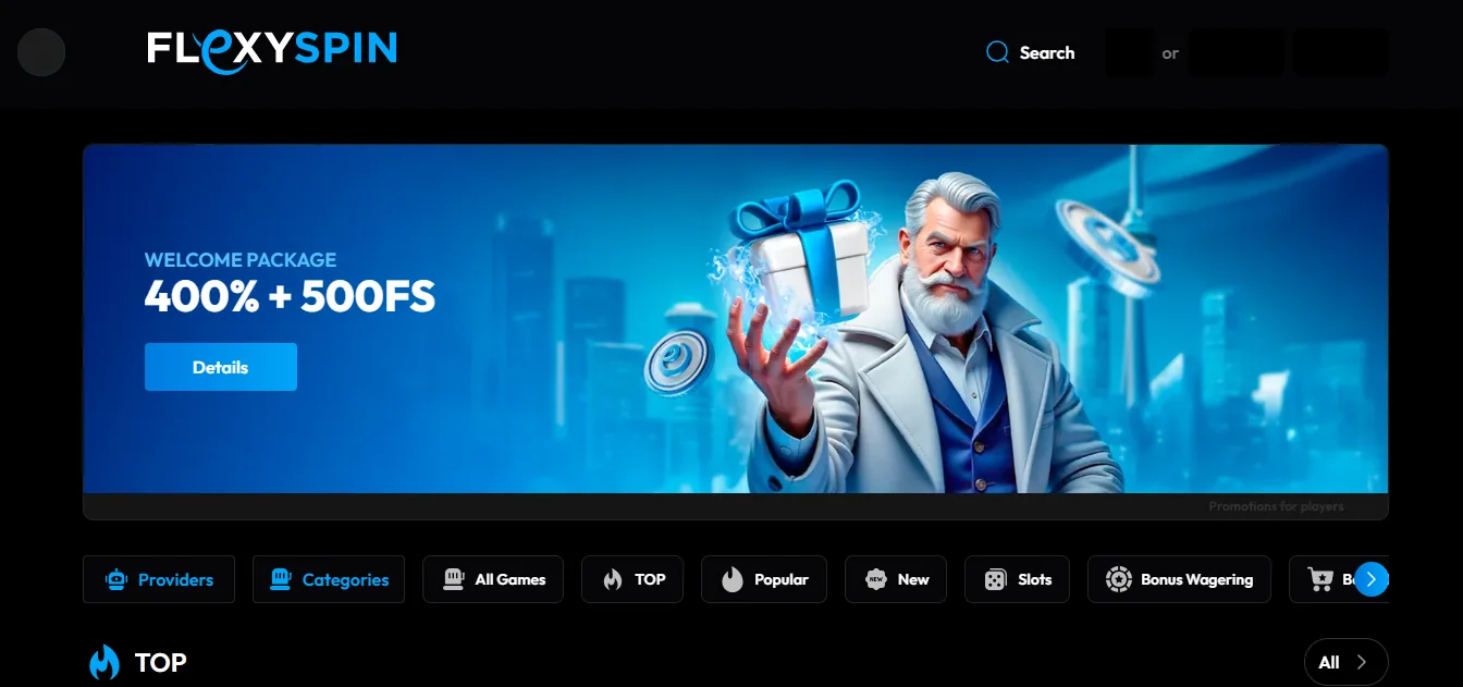 Screenshot of FLEXY-SPIN's homepage