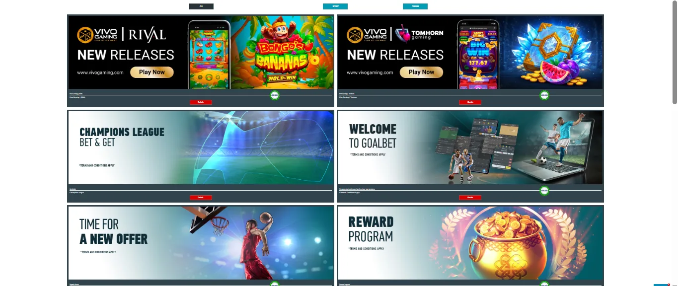 Screenshot of Goalbet's welcome bonus offer