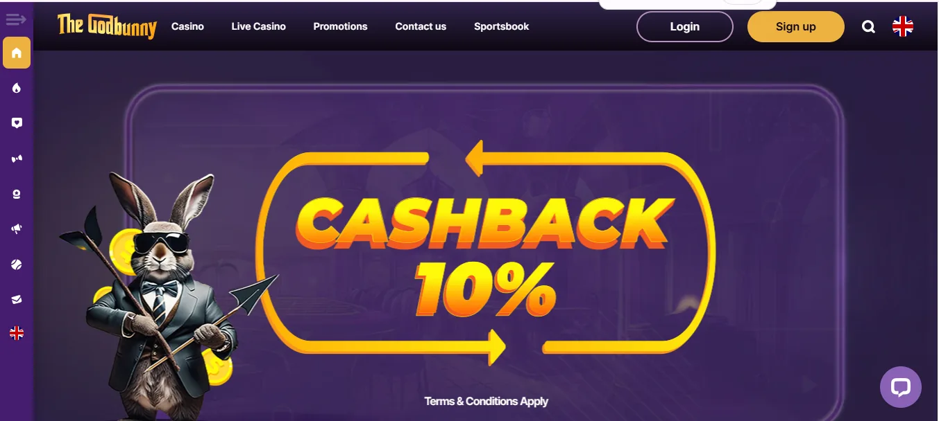 Screenshot of GodBunny's homepage
