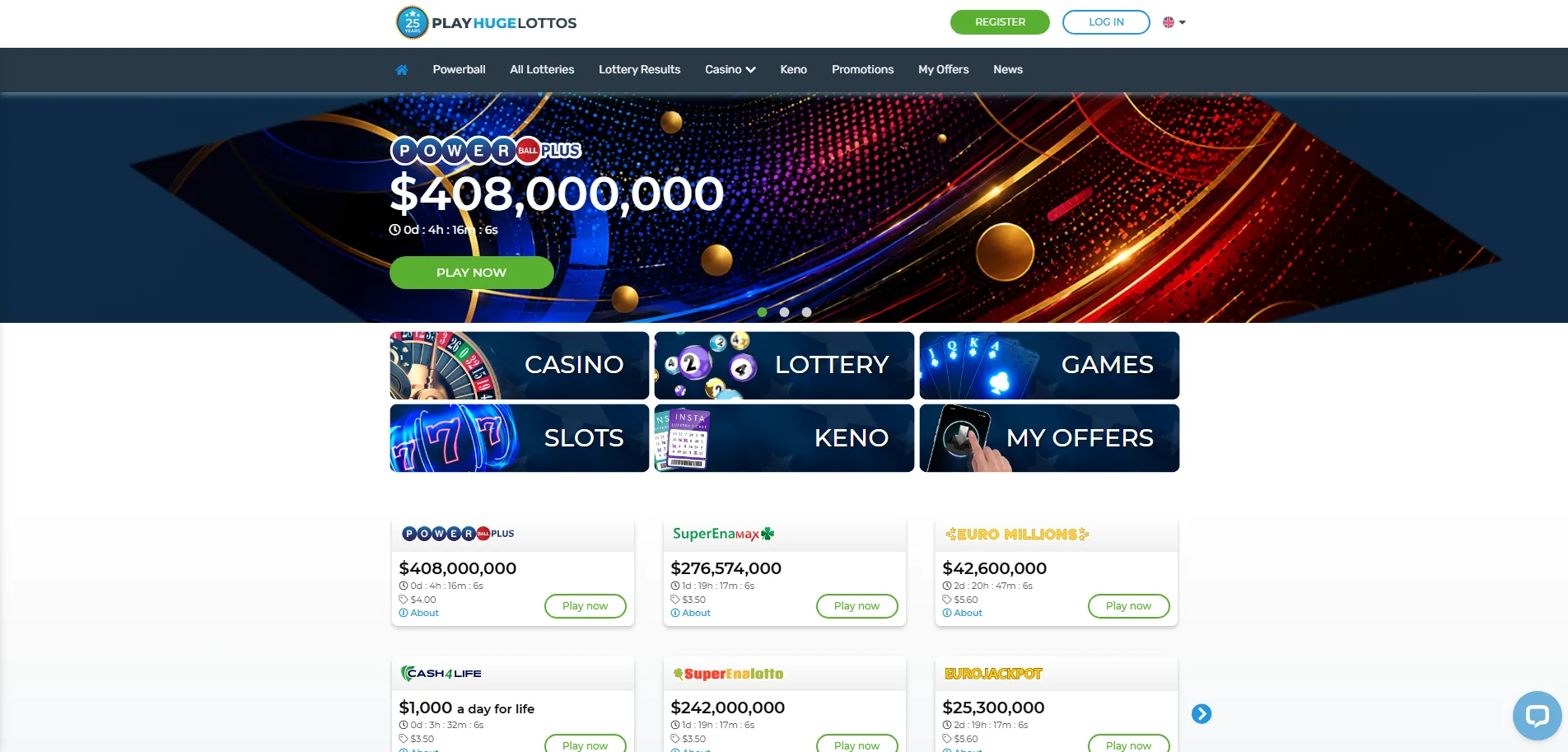 Screenshot of Grandes Loterías's homepage