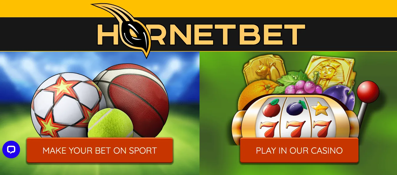 Screenshot of HornetBet's homepage