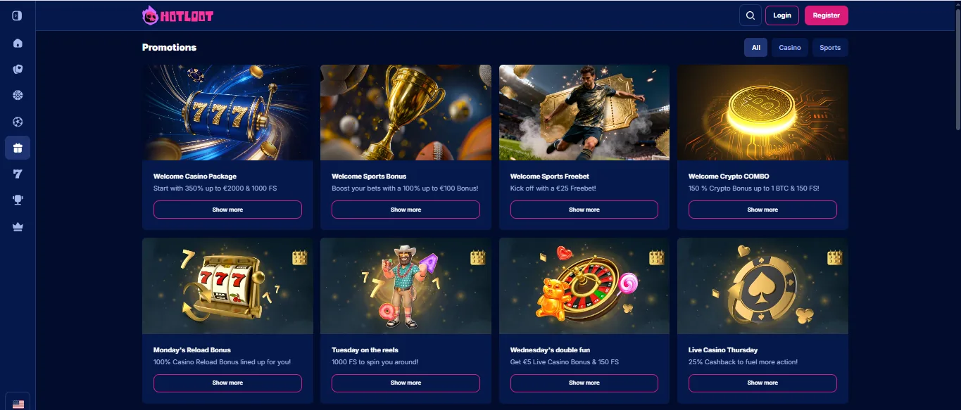 Screenshot of HotLoot's welcome bonus offer