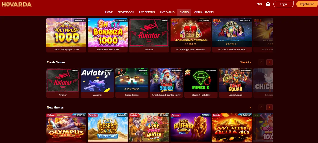Screenshot of Hovarda's games lobby