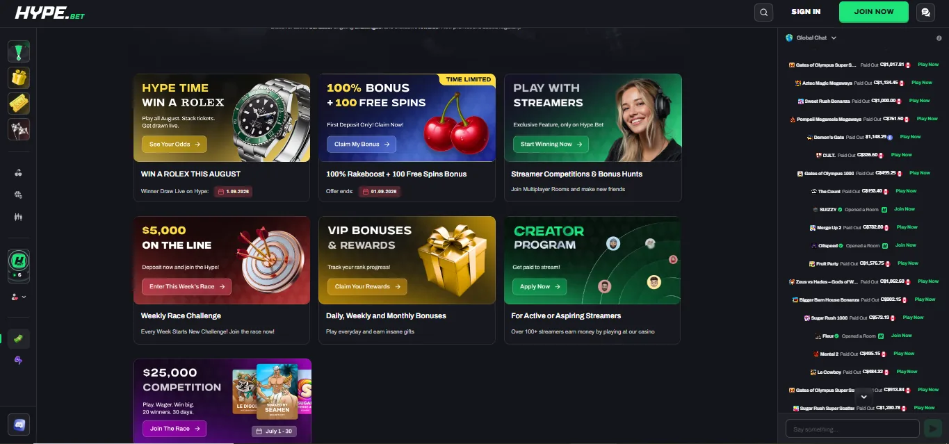 Screenshot of Hype Bet's welcome bonus offer