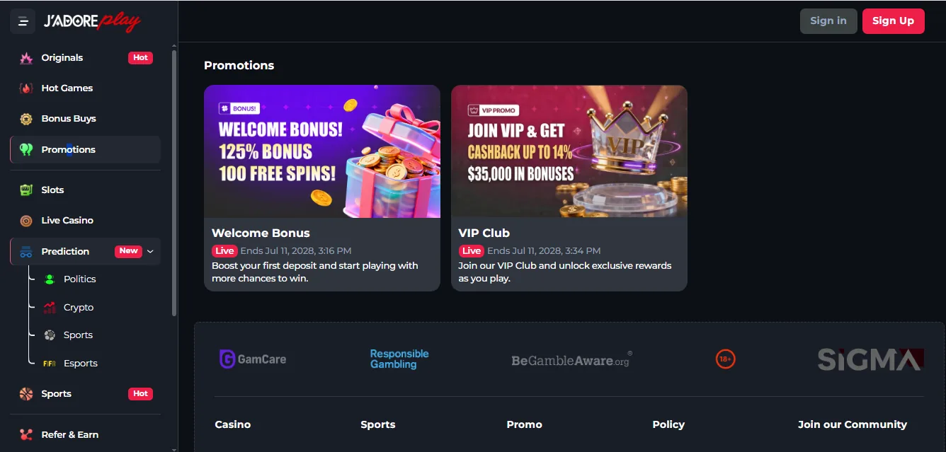 Screenshot of Jadoerplay's welcome bonus offer