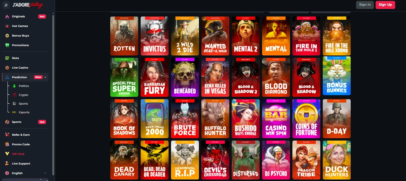 Screenshot of Jadoerplay's games lobby