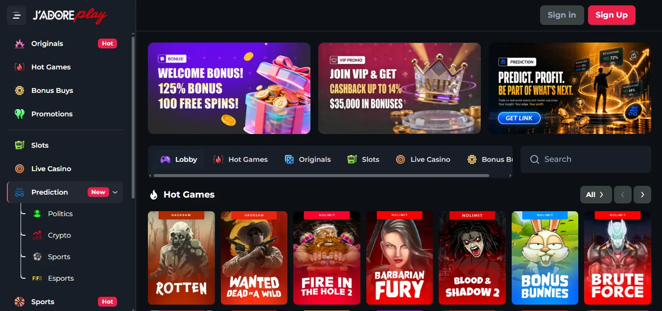 Screenshot of Jadoerplay's homepage