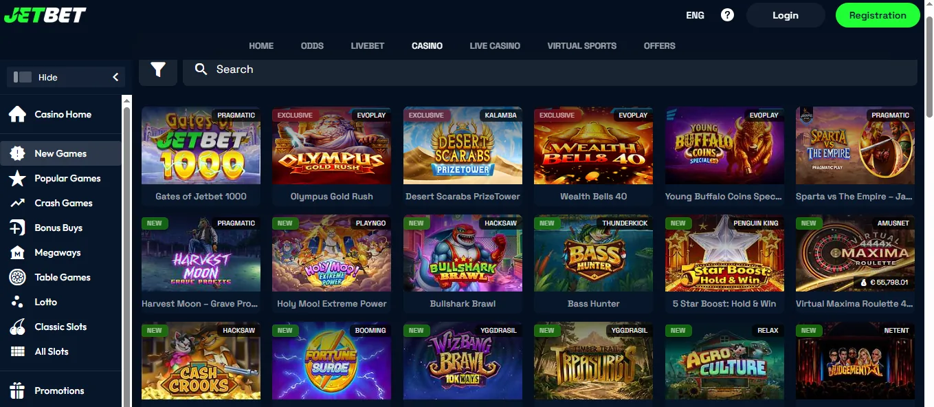 Screenshot of Jet bahis's games lobby