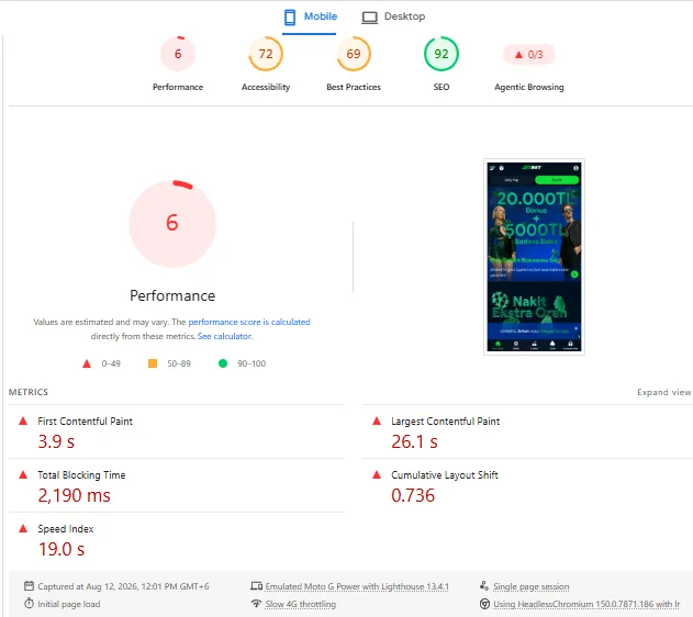 Screenshot of JetBet Casino's mobile site