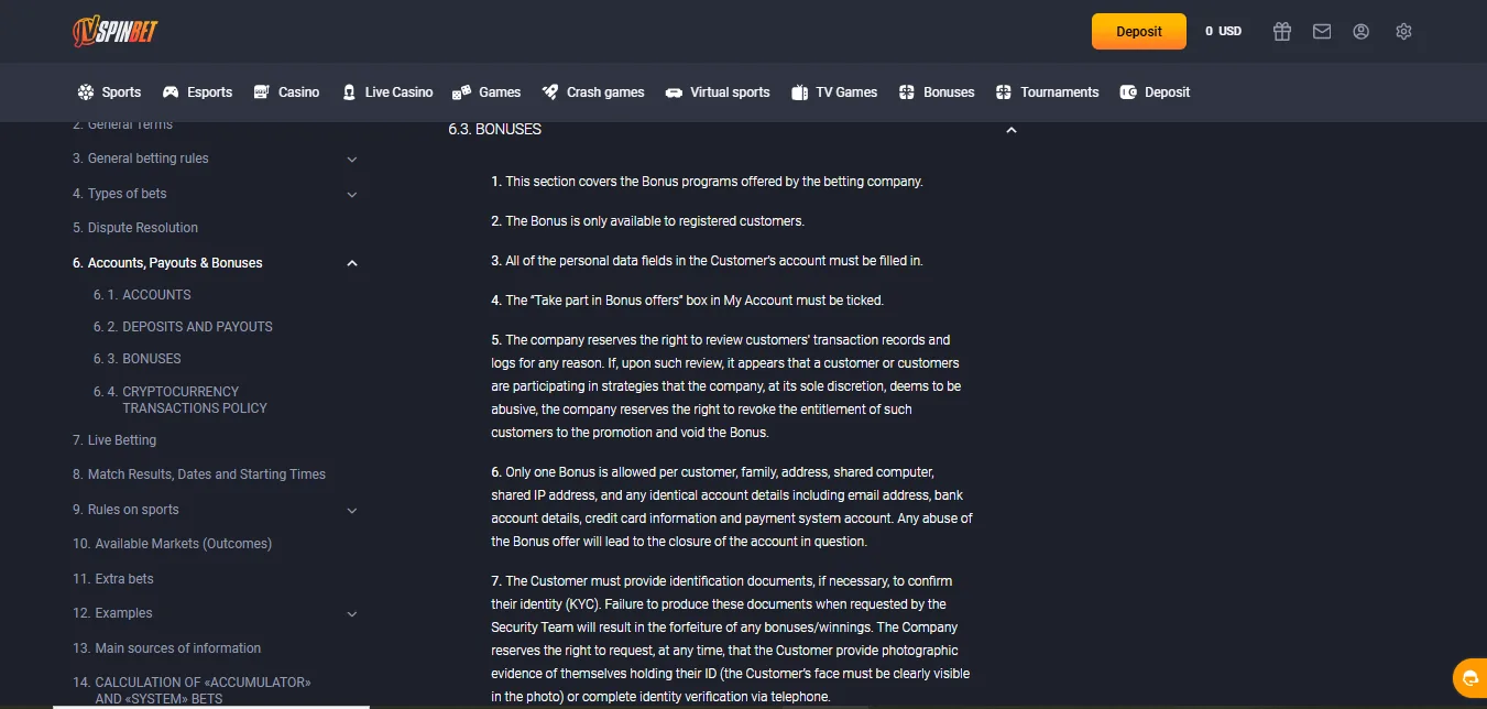 Screenshot of JVSpin's bonus terms and wagering requirements