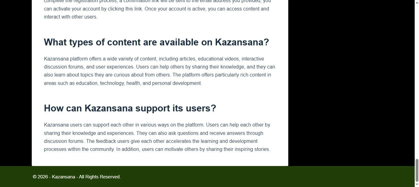 Screenshot of KazanSana's footer licence and regulator details