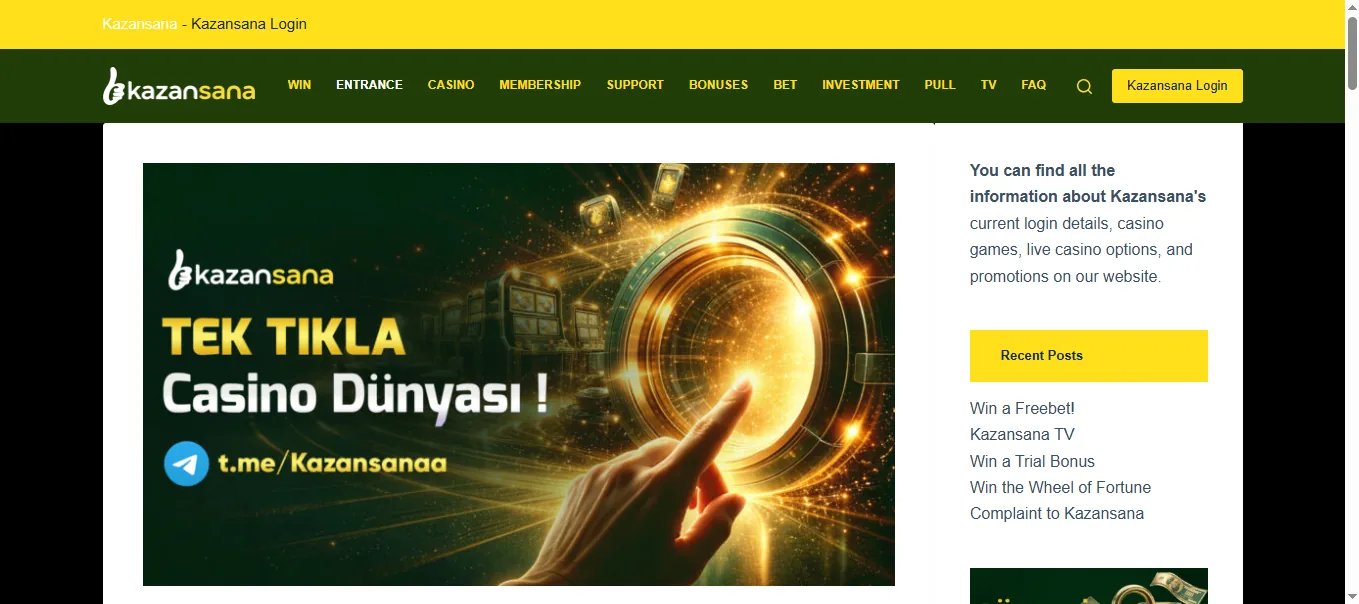 Screenshot of KazanSana's homepage