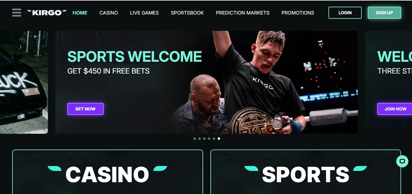 Screenshot of Kirgo's homepage
