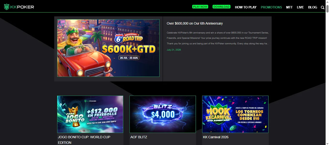 Screenshot of KK Poker's welcome bonus offer