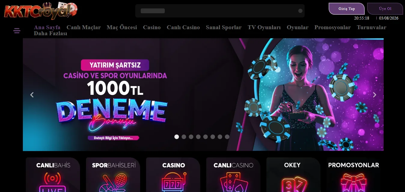 Screenshot of KKTC Royal's homepage