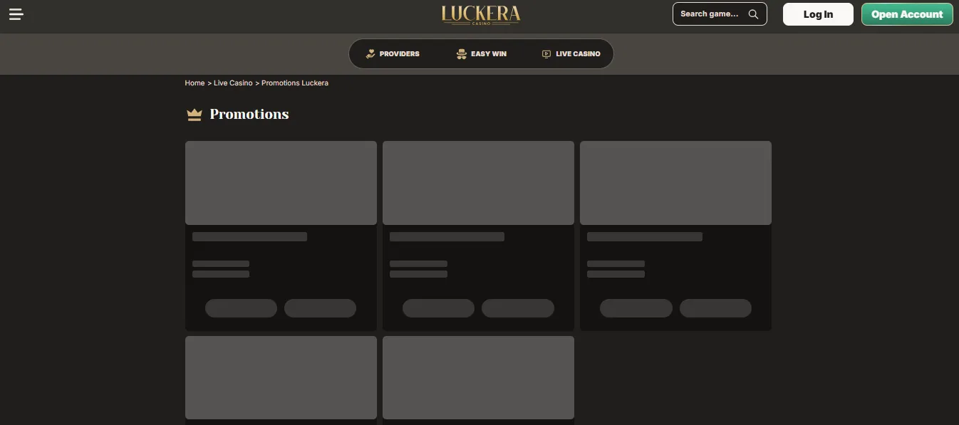 Screenshot of Luckera Casino's welcome bonus offer