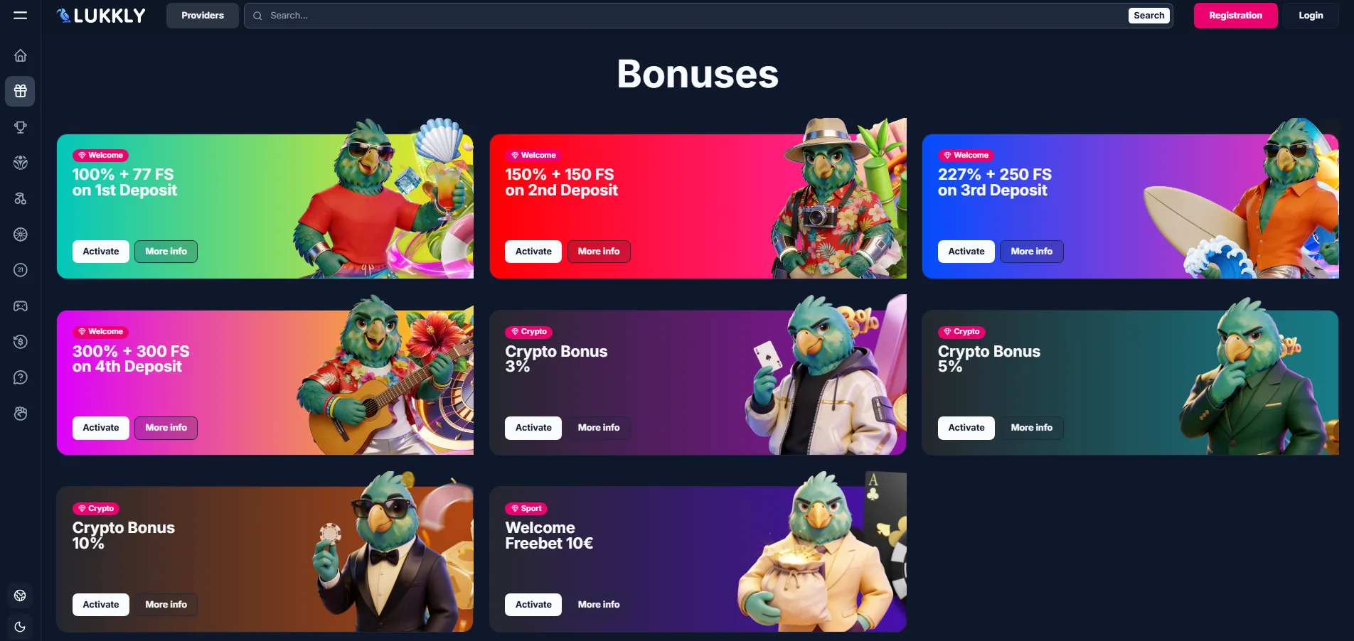 Screenshot of Lukkly's welcome bonus offer