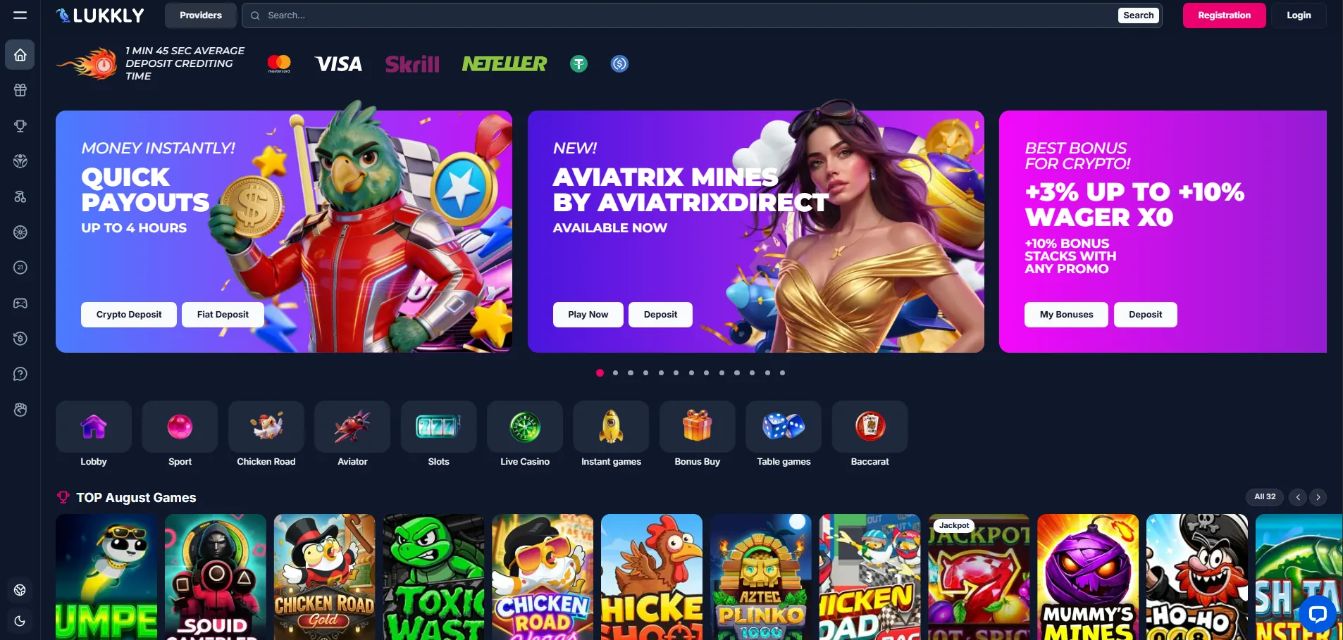 Screenshot of Lukkly's cashier and payment methods