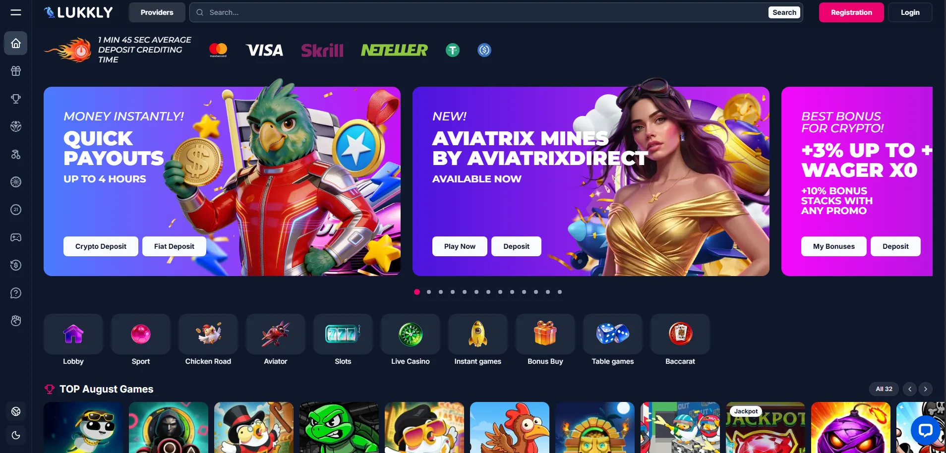 Screenshot of Lukkly's homepage