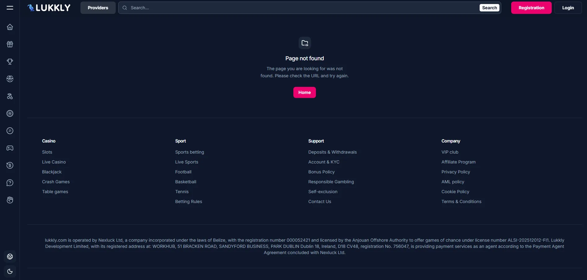Screenshot of Lukkly's responsible-gambling tools