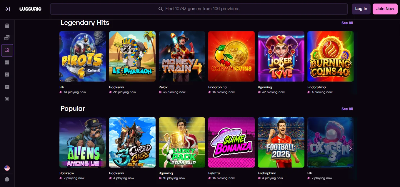 Screenshot of Lussurio's games lobby