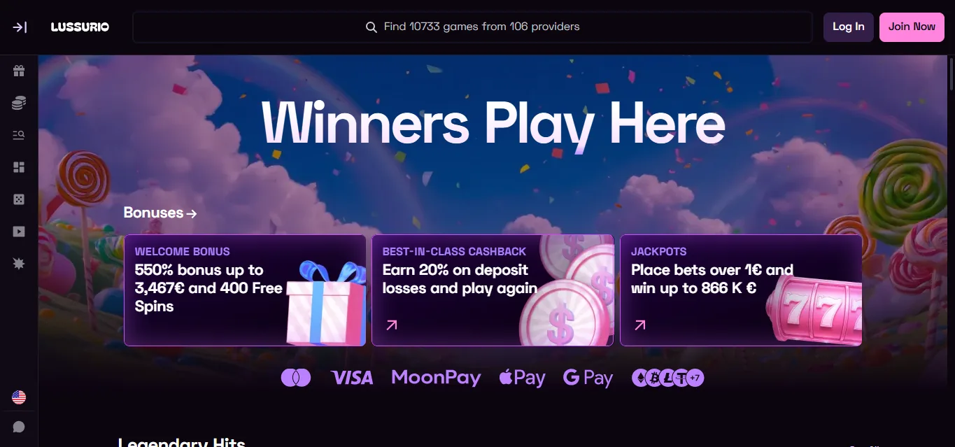 Screenshot of Lussurio's homepage