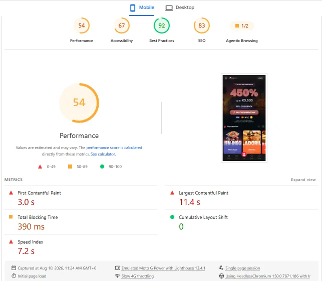 Screenshot of Maxi Casino's mobile site