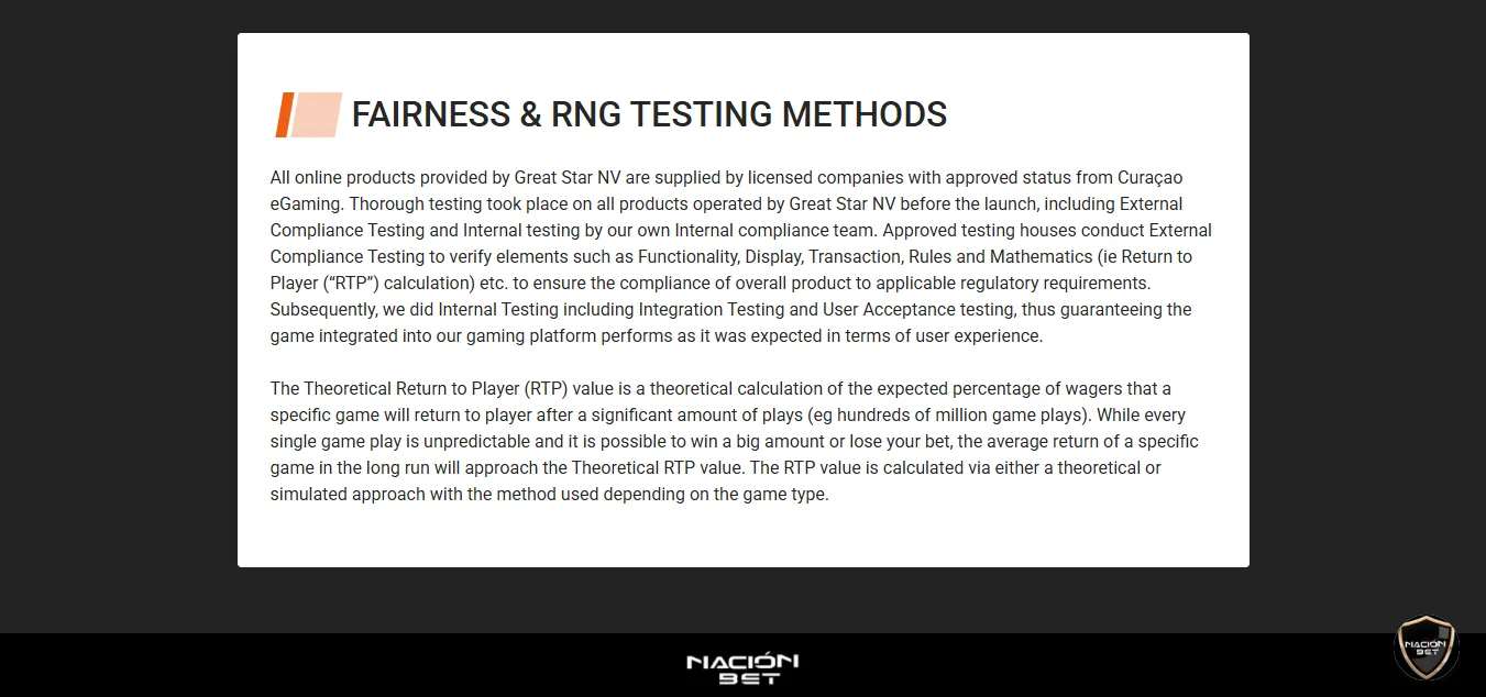 Screenshot of NacionBet's responsible-gambling tools