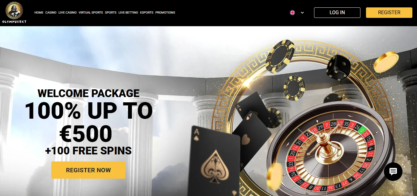 Screenshot of OlympusBet's homepage