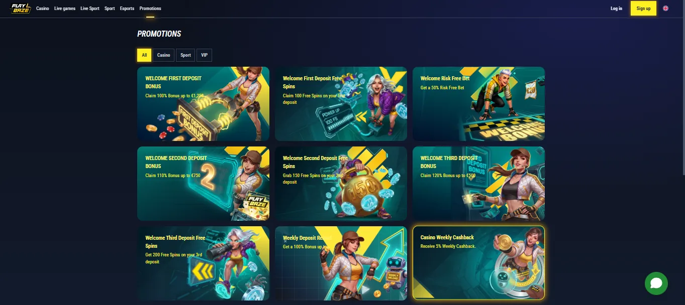 Screenshot of PlayBaze's welcome bonus offer