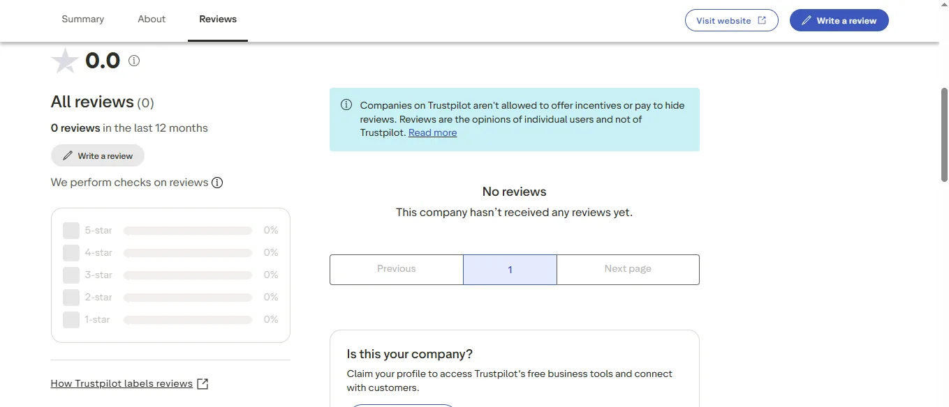 Screenshot of PlayPalm's negative Trustpilot review