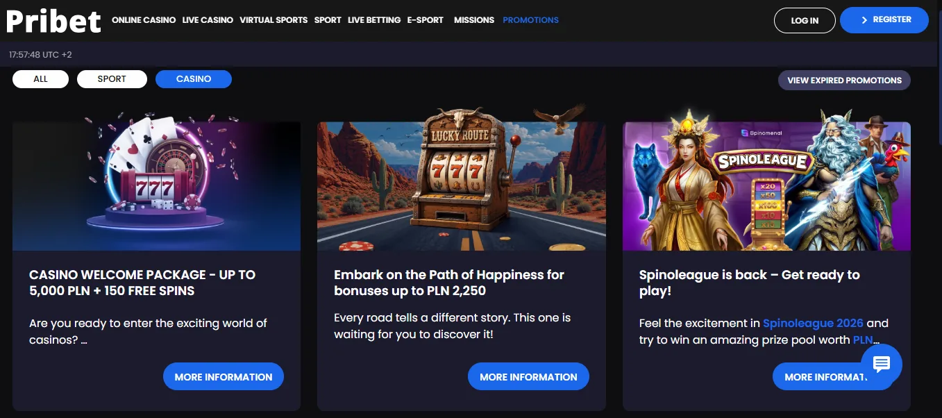 Screenshot of PriBet's welcome bonus offer