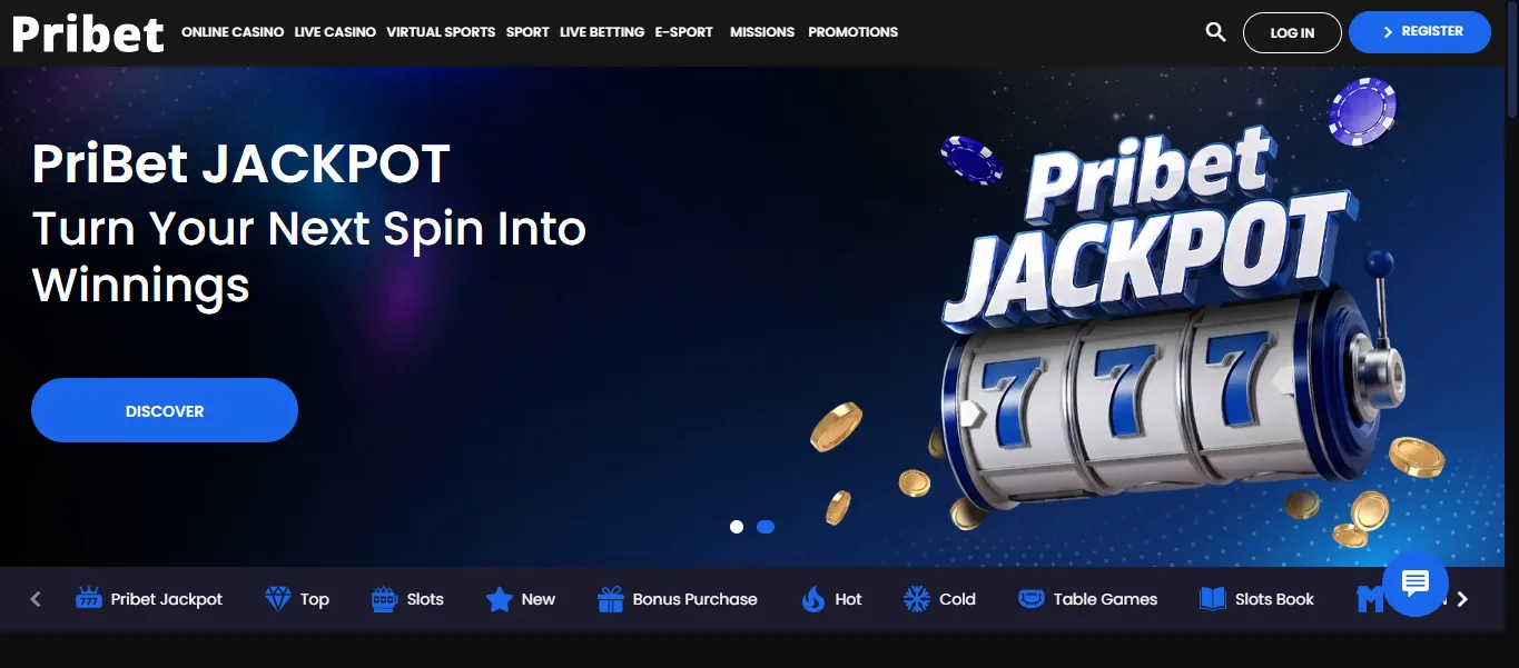 Screenshot of PriBet's homepage