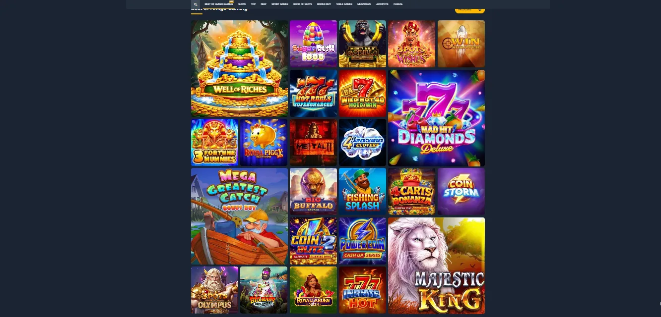 Screenshot of PureBets's games lobby