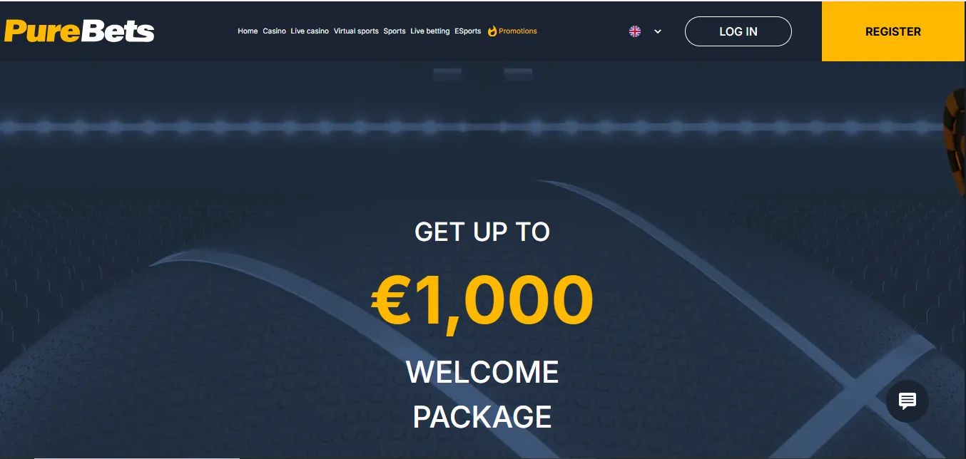 Screenshot of PureBets's homepage
