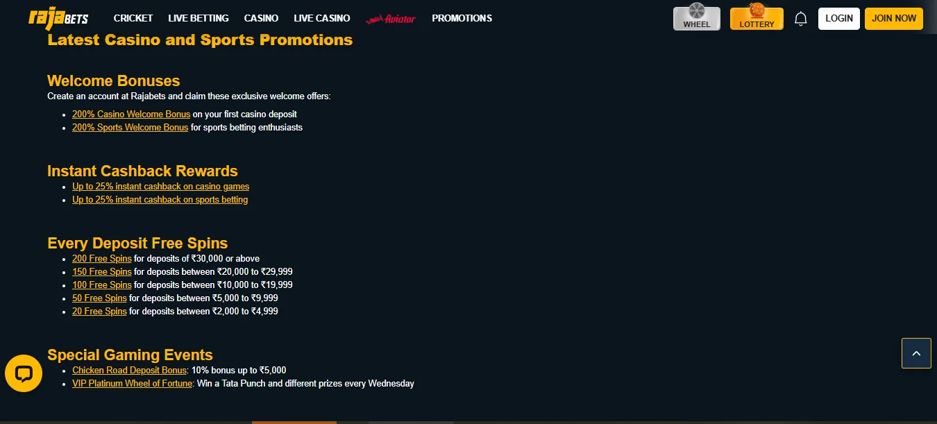Screenshot of Rajabets's welcome bonus offer