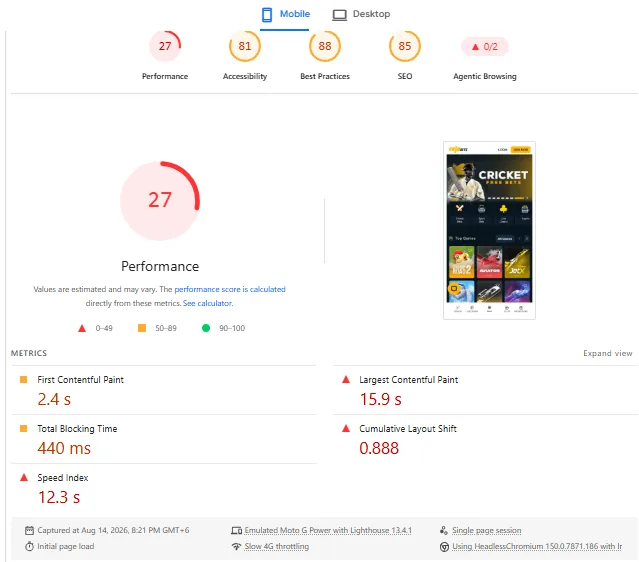Screenshot of Rajabets's mobile site