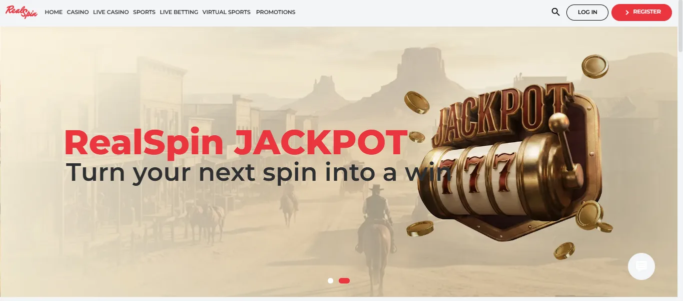 Screenshot of Realspin's homepage