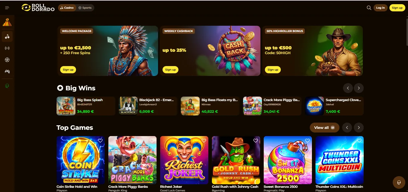 Screenshot of Rolldorado's homepage