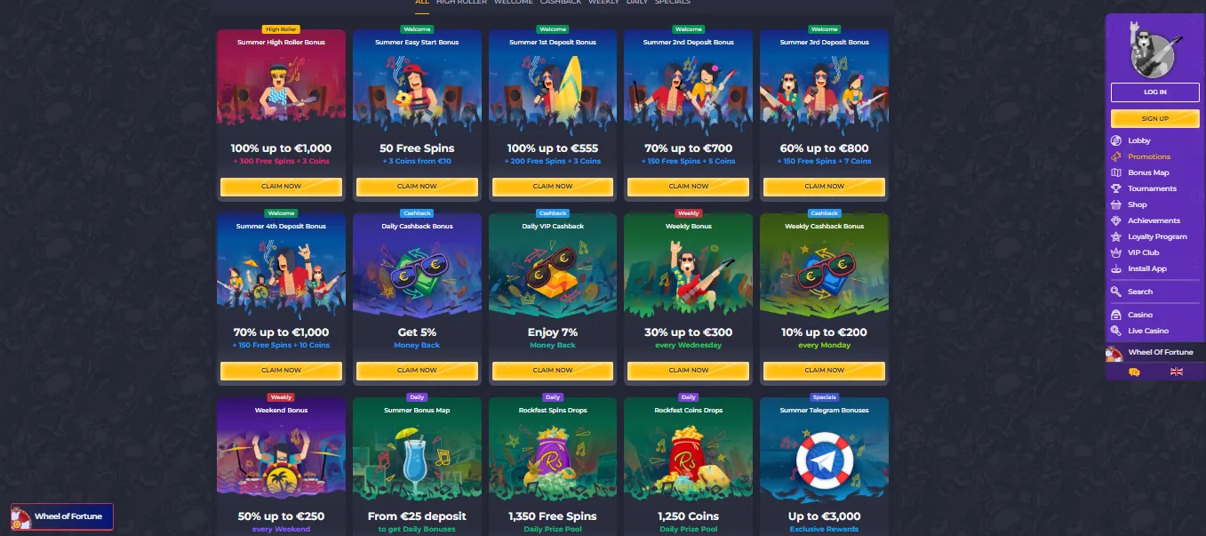 Screenshot of Rolling Slots's welcome bonus offer