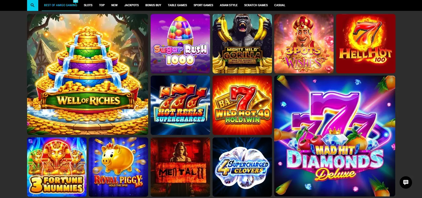 Screenshot of Silver Play's games lobby